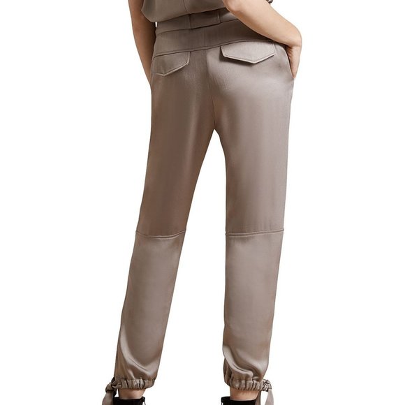 Women Halston SLIM Fit ANKLE TIE SATIN Pants Hook/Zip Fly Closure $295 B4HP - Picture 3 of 3